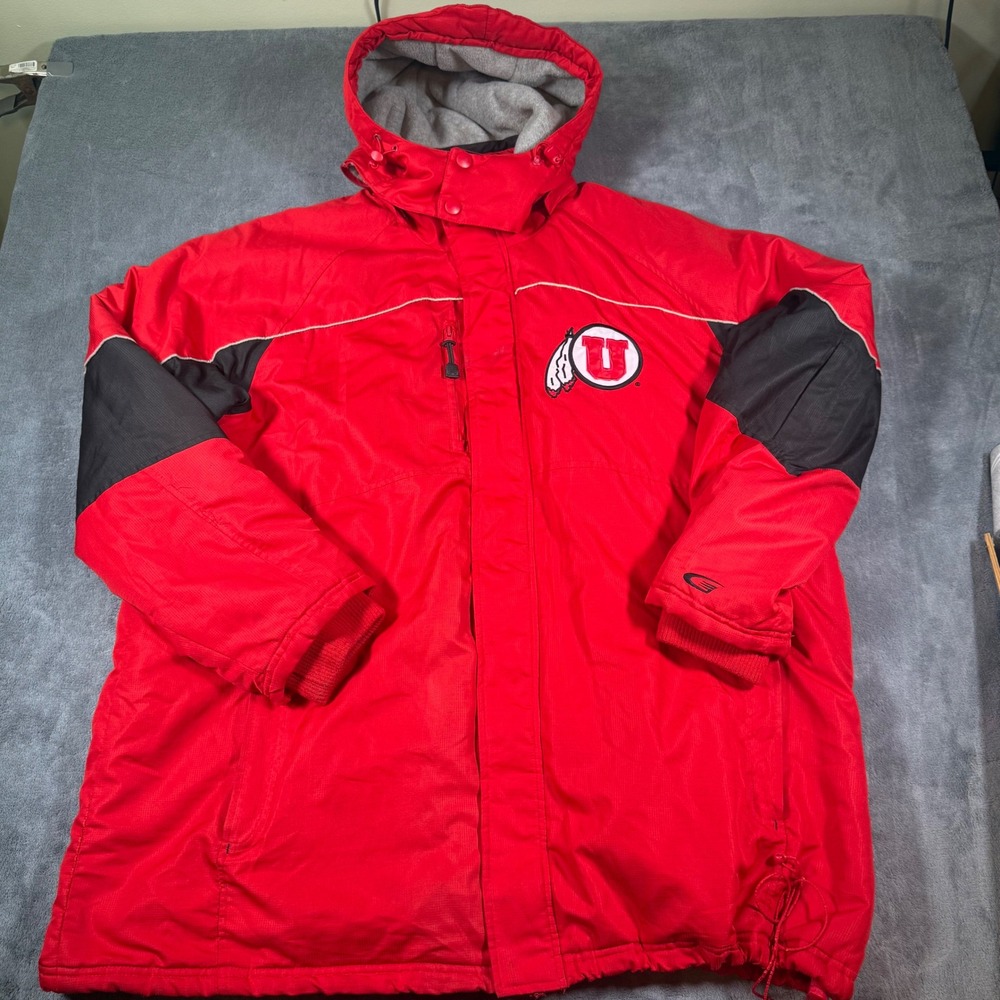 Utah Utes Parka Jacket Mens‎ XXL Oversized 58 Sports Red NCAA Winter Hooded Coat